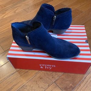 CROWN & IVY BLUE SUEDE BOOTIES